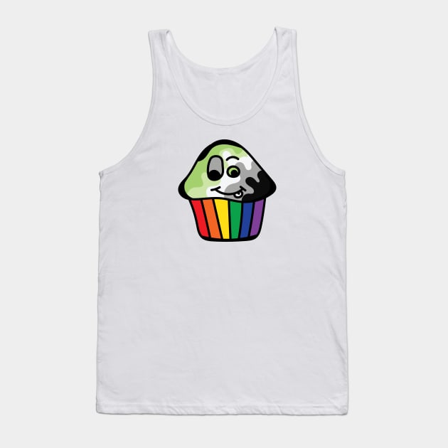 Aromantic Pride Rainbow Cupcake Tank Top by BiOurPride